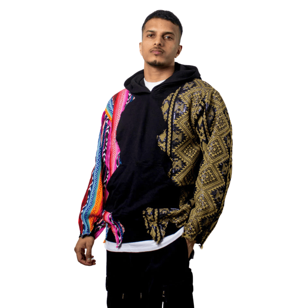 Black Artistic Stiched Hoodie