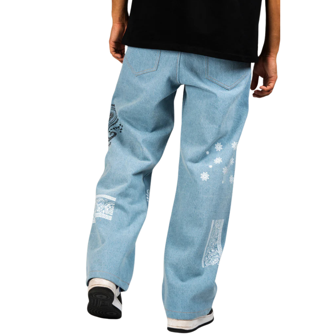Light Blue Paisley Patch Jeans