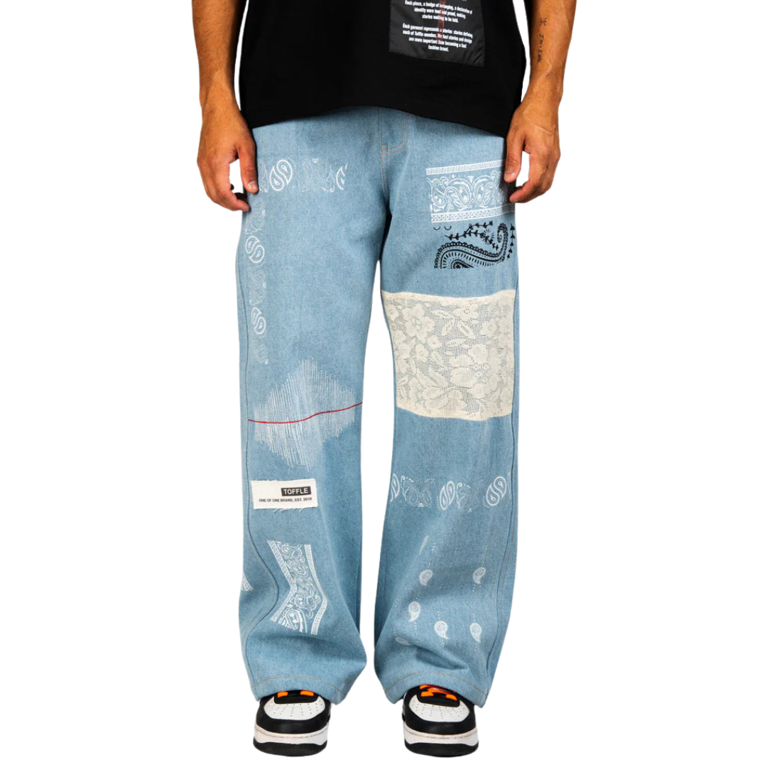 Light Blue Paisley Patch Jeans