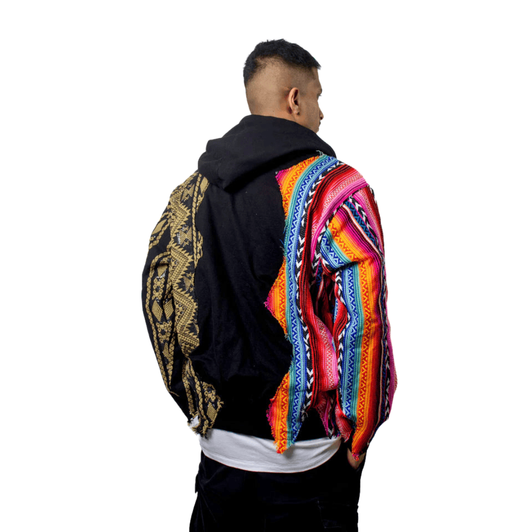 Black Artistic Stiched Hoodie