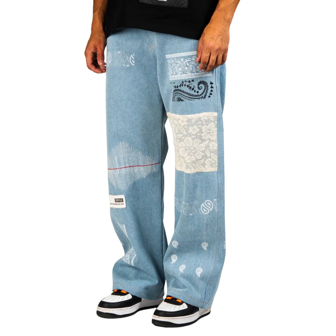 Light Blue Paisley Patch Jeans