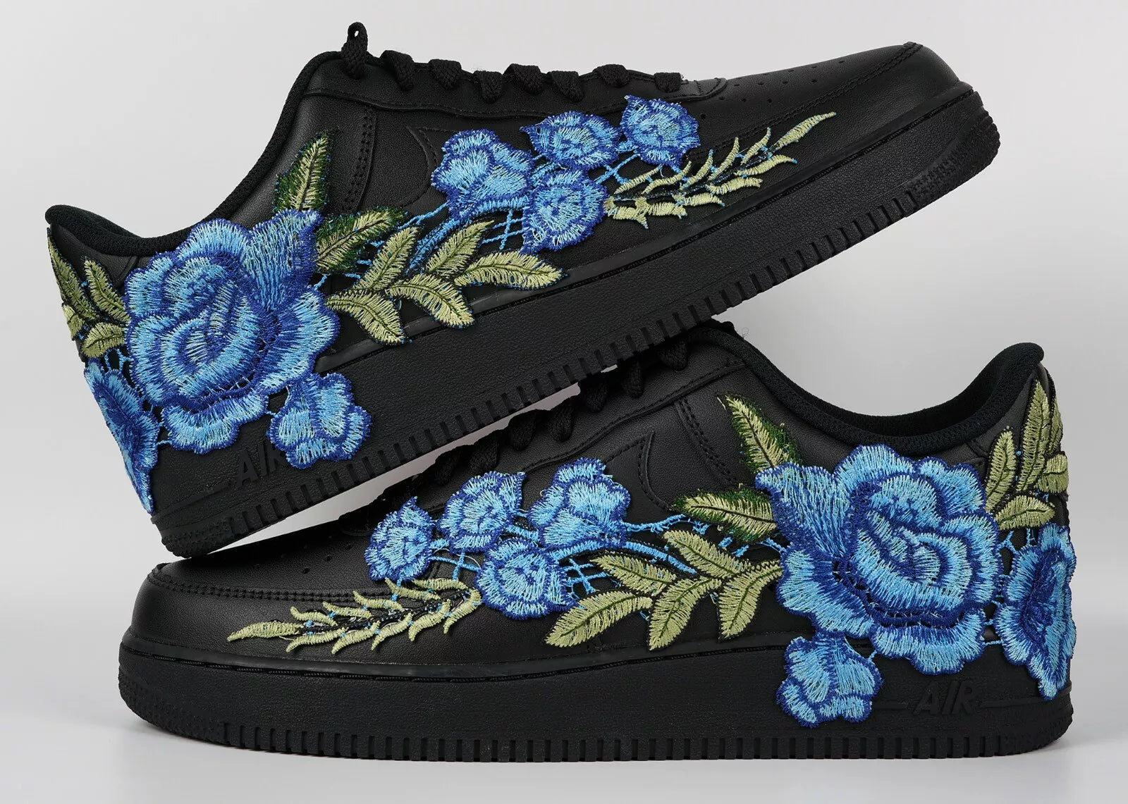 Embroided Midnight Blue Rose Black Af1