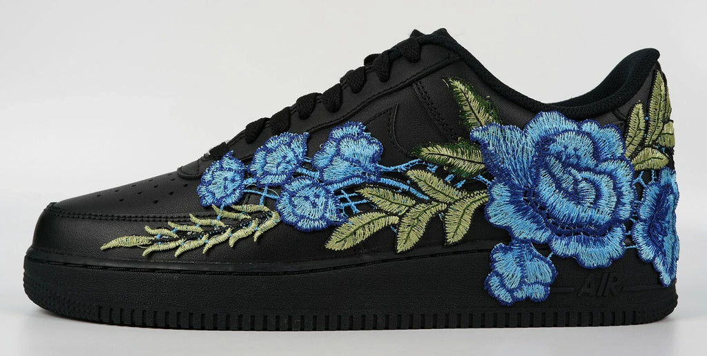 Embroided Midnight Blue Rose Black Af1