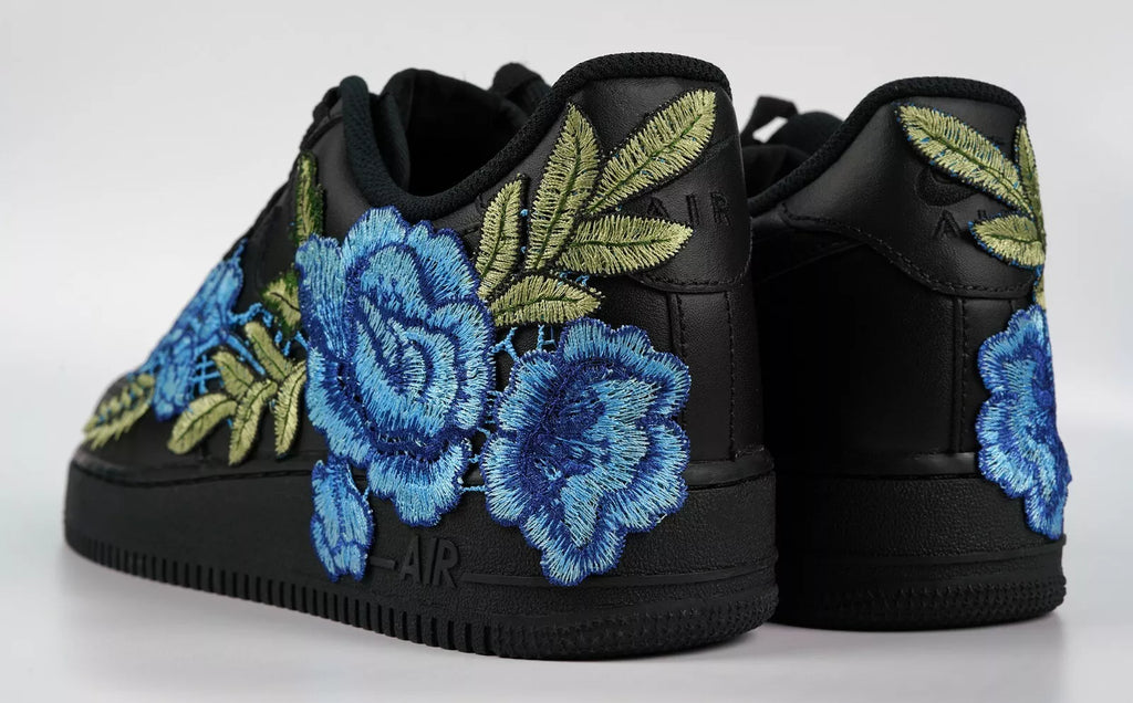 Embroided Midnight Blue Rose Black Af1