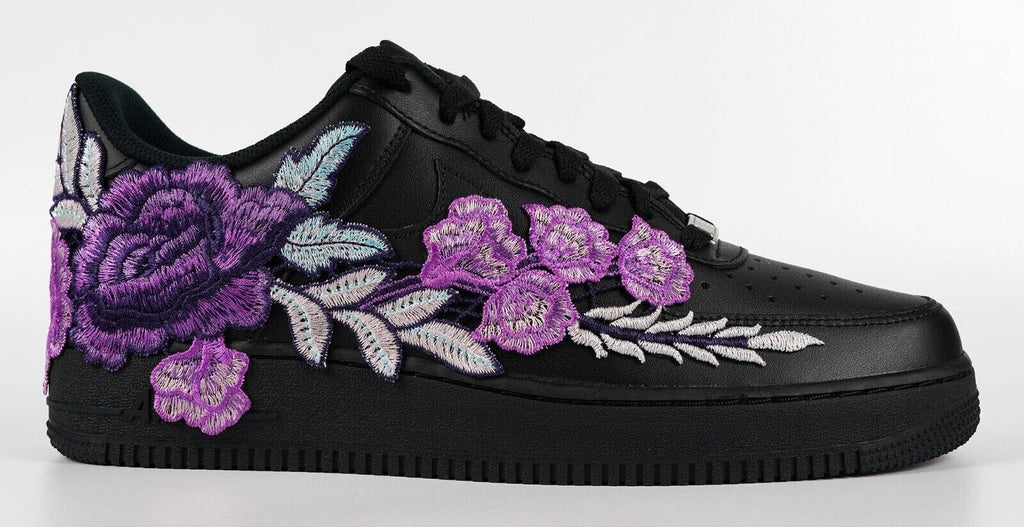 Embroided Lightning Purple Rose Black Af1