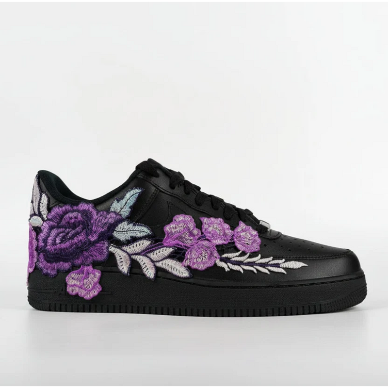 Embroided Lightning Purple Rose Black Af1